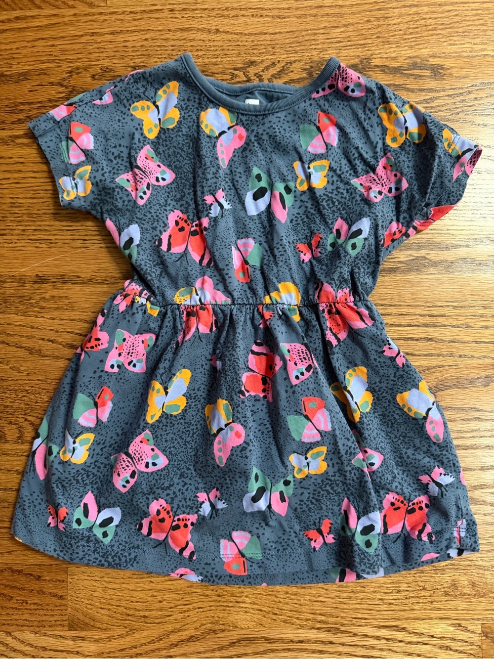 Tea Collection Short-Sleeve Dress with Colorful Butterfly Print